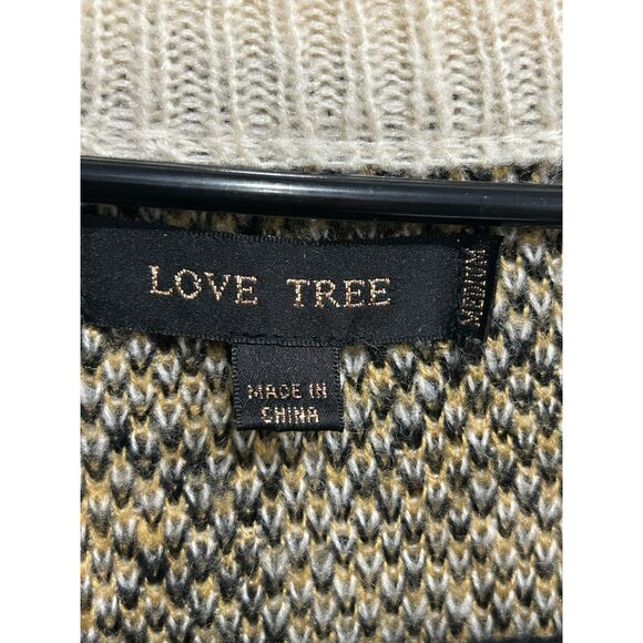 Love Tree Leopard Print Sweater With Black Lace Up V-Neck Detail Sz Medium - Picture 5 of 10